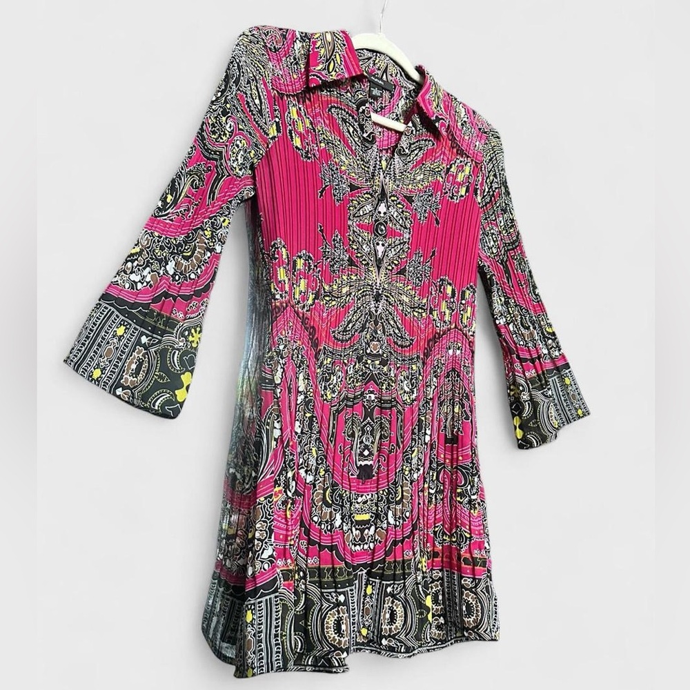 🔥 ALFANI Y2K accordion pleat button up tunic blouse